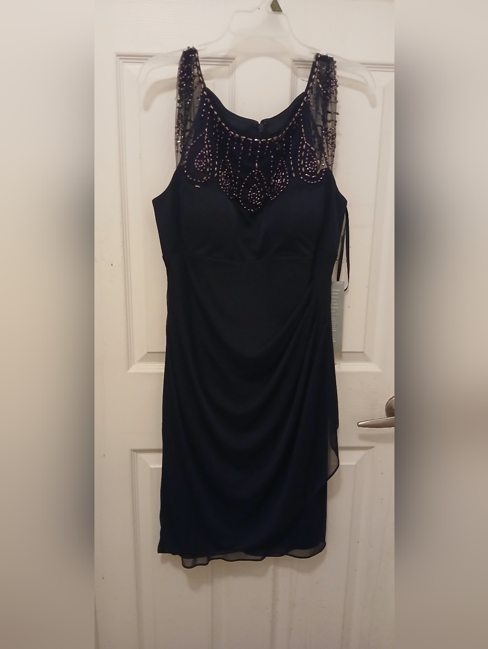 DJ-Jaz Size 16 Nwt Beaded Navy Sleeveless Evening Dress